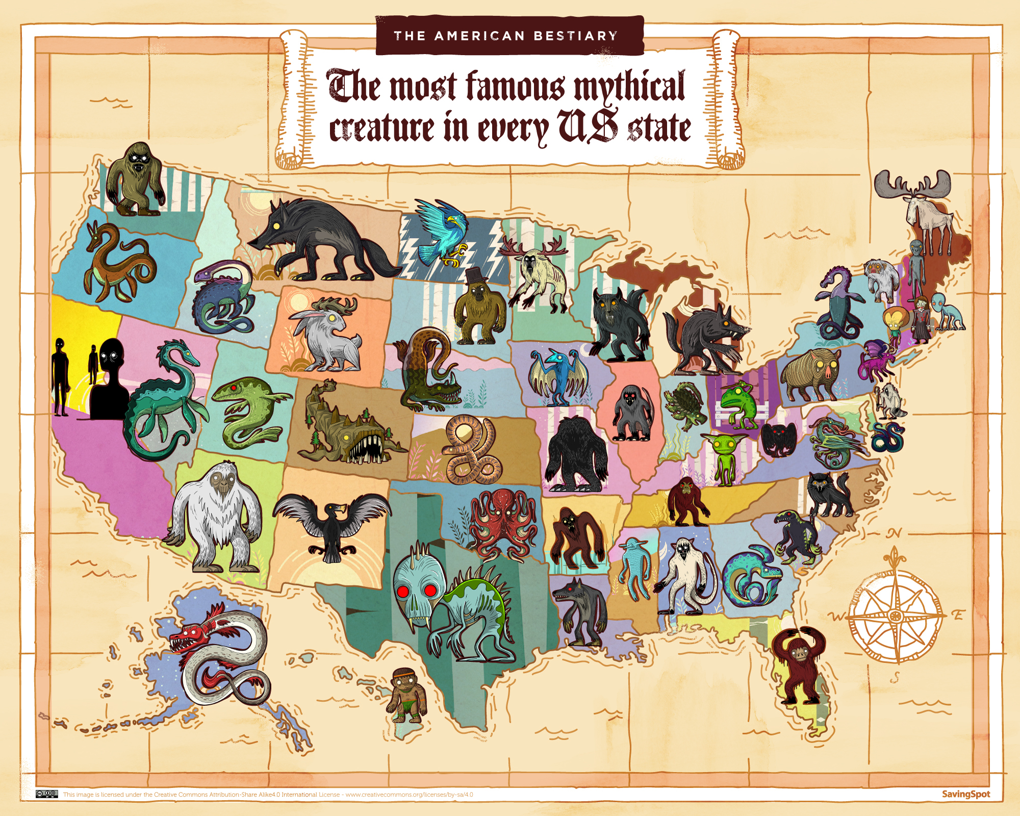 The American Bestiary The Most Famous Mythical Creature Of Every