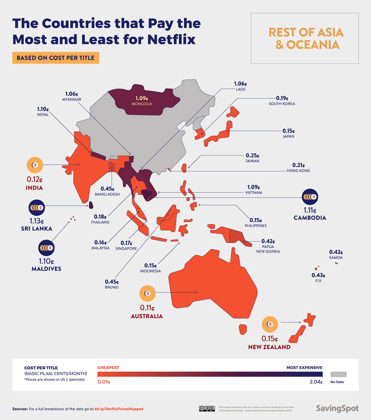 The Cost-per-title of Netflix in Rest of Asia & Oceania