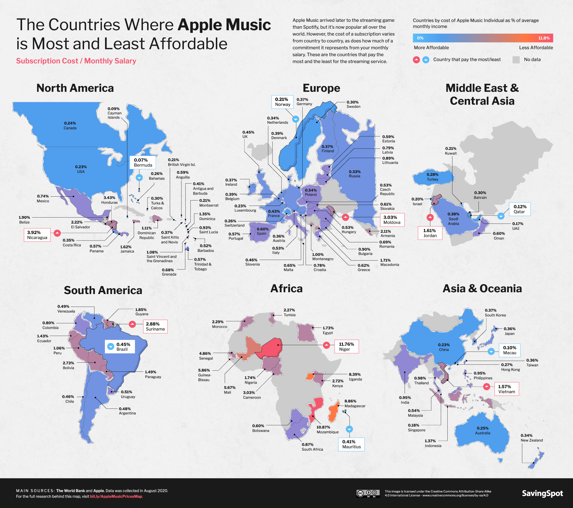 The Countries Where Apple Music is Most (and Least) Affordable Based on Monthly Income