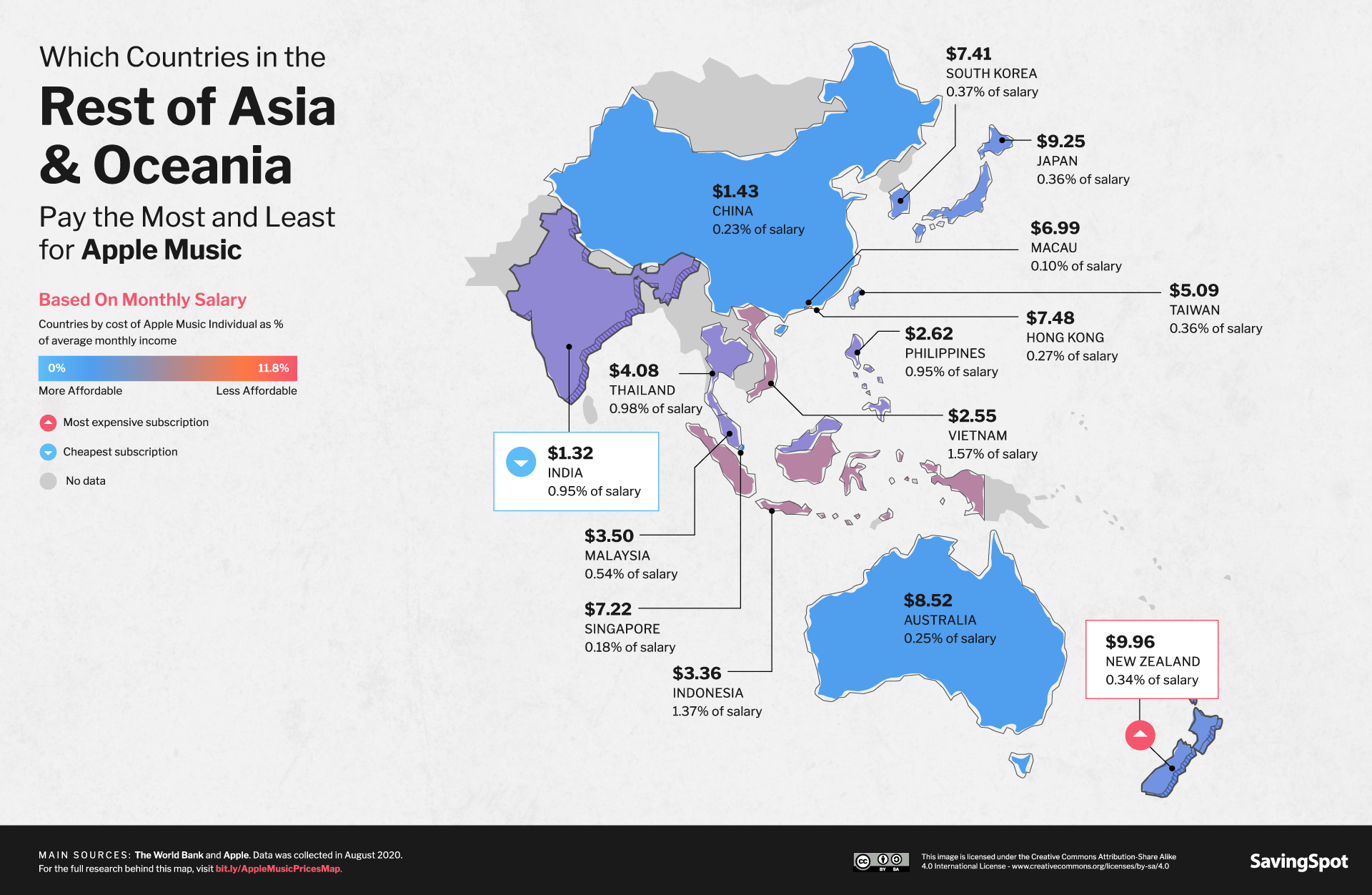 The Rest of Asia & Oceania Apple Music Map