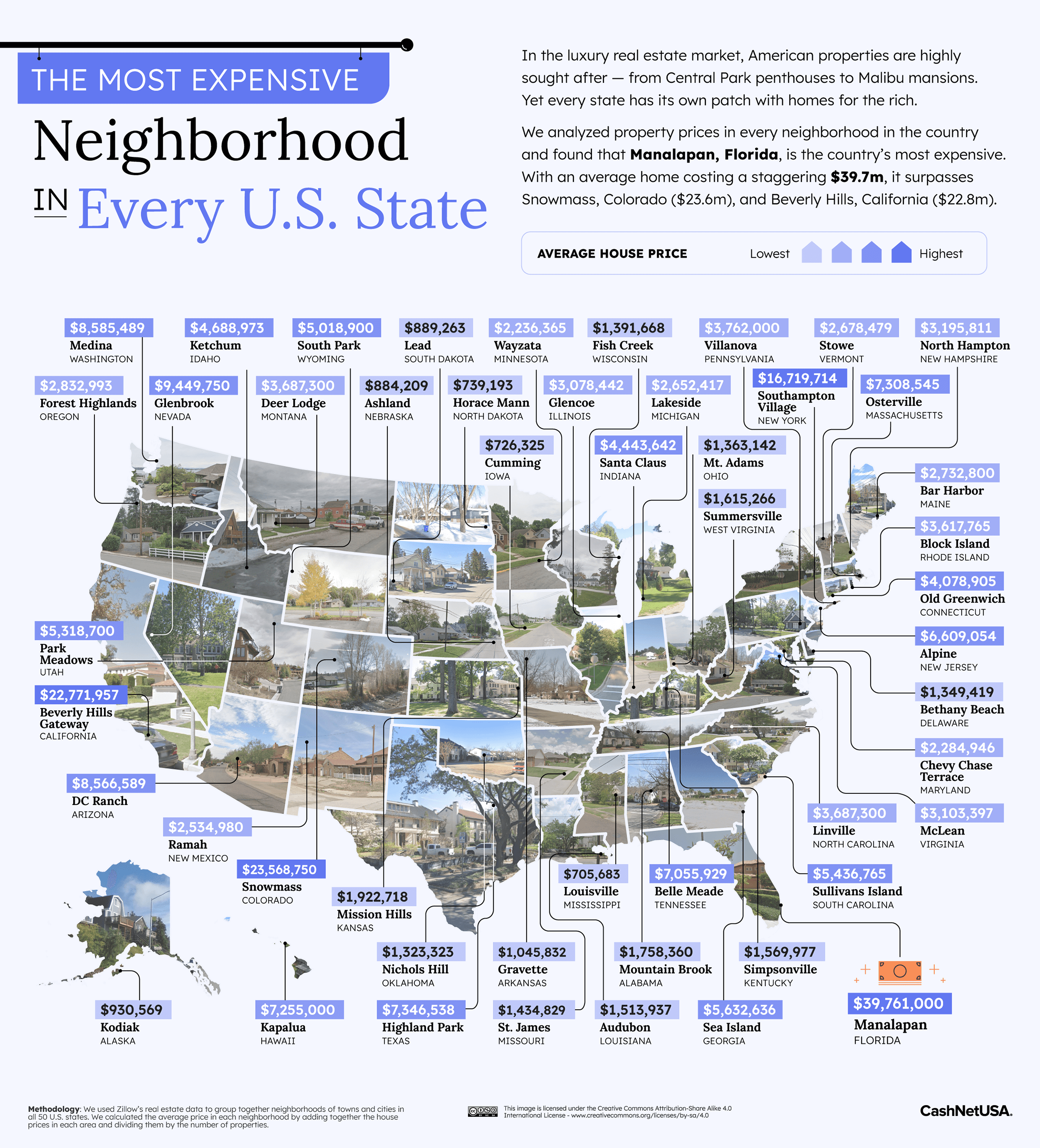 Most expensive neighborhood in every U.S. state map