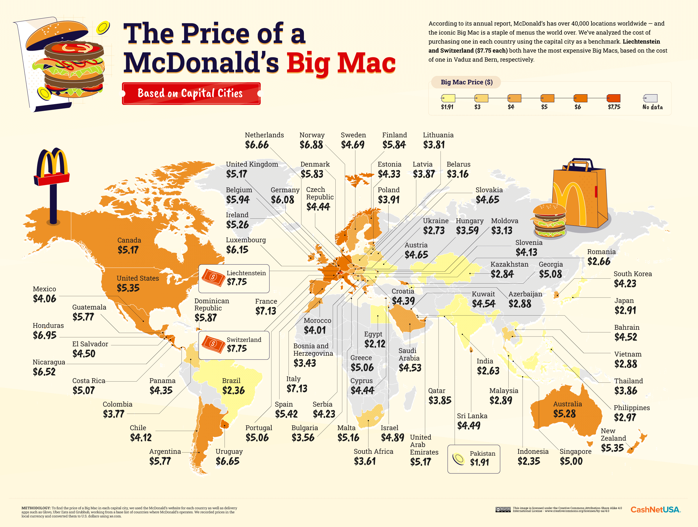 The Price of McDonalds Big Mac World Map