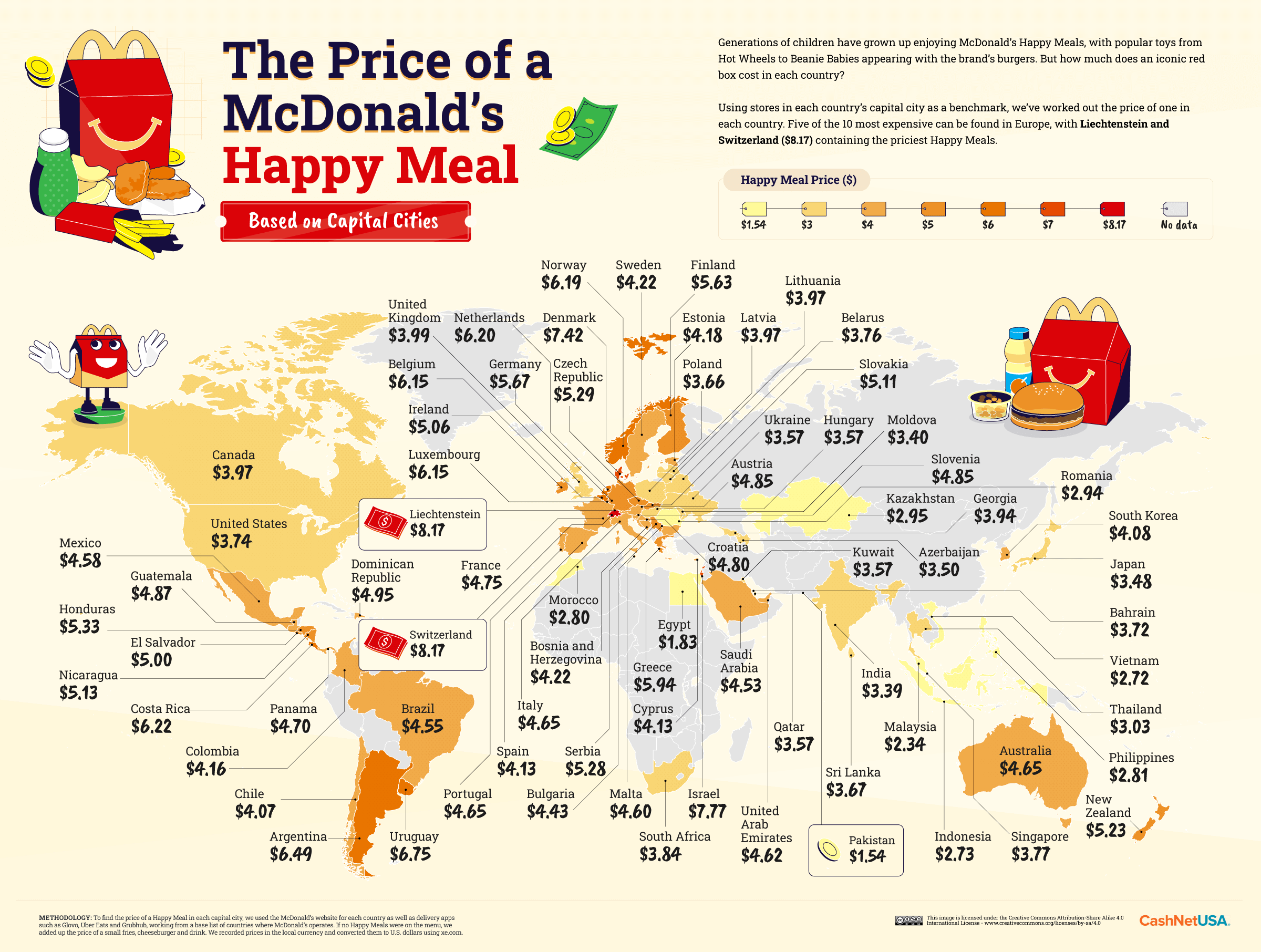 The Price of McDonalds Happy Meal World Map